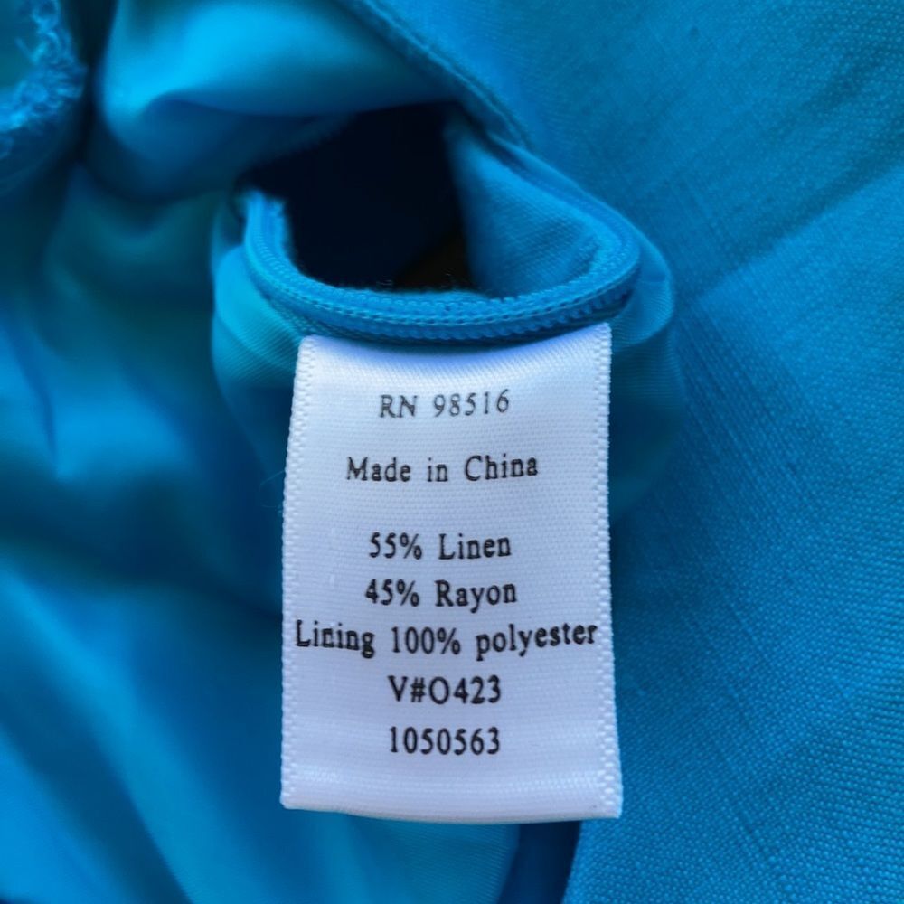 NWT Coldwater Creek Blue Linen Blend Pleated Short Sleeve Midi Dress Size 8 - Picture 10 of 10